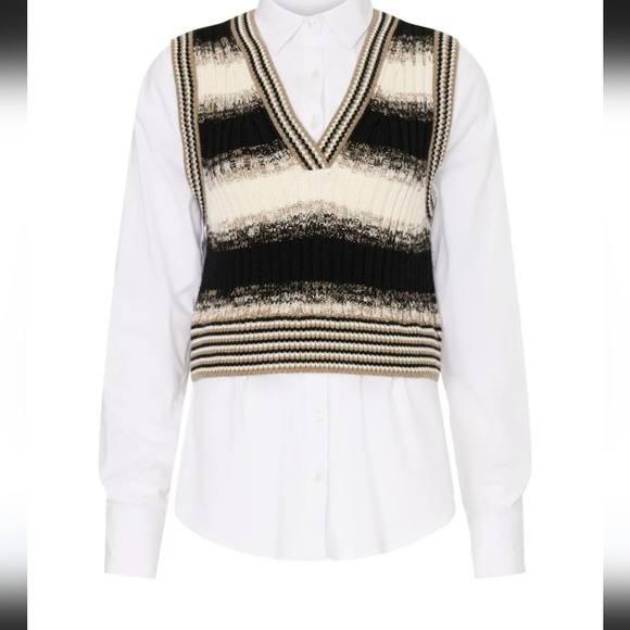 Veronica Beard Spear Mixed-Media  Vest  And Shirt  NWOT - Picture 12 of 16